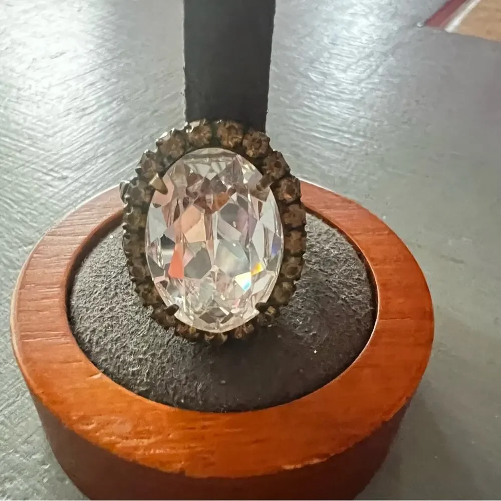 Sorrelli Crystal Brass Tone Ring Size 7 Adjustable